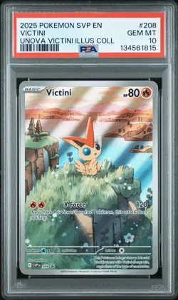Pokemon TCG Victini SVP 208 Black Star Promo Illustration Collection PSA 10 - Image 1