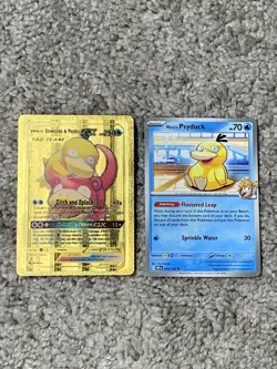Set of 2 Misty's Psyduck 045/182+Slowpoke&Psyduck GX HP250 Gold Foil Fan Card - Image 1