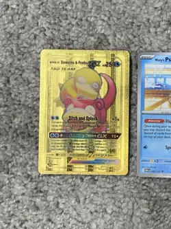 Set of 2 Misty's Psyduck 045/182+Slowpoke&Psyduck GX HP250 Gold Foil Fan Card - Image 2