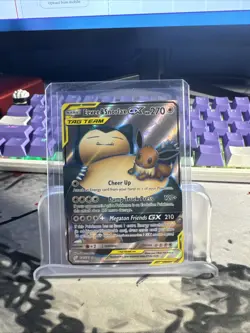 Evee & Snorlax GX (Full Art) 171/181 Sm-Team Up Holo Shiny Pokemon Card - Image 1