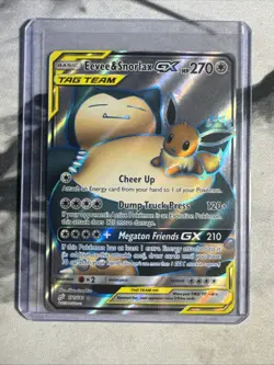 Evee & Snorlax GX (Full Art) 171/181 Sm-Team Up Holo Shiny Pokemon Card - Image 2