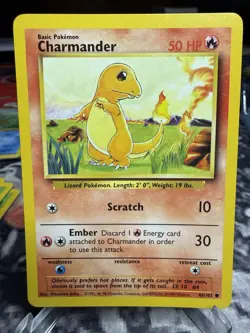 Charmander 46/102 Base Set Unlimited Pokemon TCG 1999 MP - Image 1