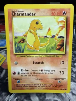 Charmander 46/102 Base Set Unlimited Pokemon TCG 1999 MP - Image 3