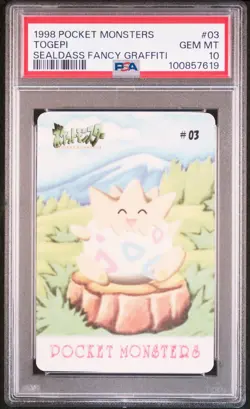 Togepi Pokemon 1998 Bandai Sealdass Fancy Graffiti Japanese #03 PSA 10 - Image 1
