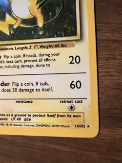 1999 Pokemon TCG Game Base Set Unlimited #14/102 Raichu Holo - Image 4