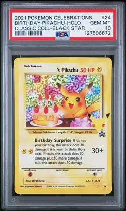 2021 POKEMON CELEBRATIONS CLASSIC COLLECTION #24 BIRTHDAY PIKACHU-HOLO PSA 10 - Image 1