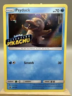 Pokemon TCG Psyduck STAMPED SM199 Holo Detective Pikachu Black Star Promo Card - Image 1