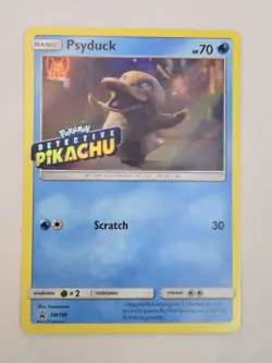 Pokemon TCG Psyduck STAMPED SM199 Holo Detective Pikachu Black Star Promo Card - Image 1