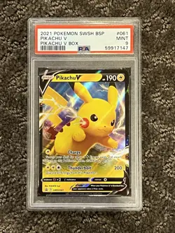 2021 POKEMON SWSH BLACK STAR PROMO PIKACHU V BOX #061 PIKACHU V PSA 9 - Image 1