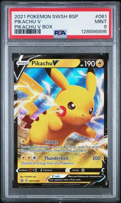 POKEMON SWSH PROMO #061 PIKACHU V BOX PSA 9 2021 BLACK STAR PROMO SWORD & SHIELD - Image 1
