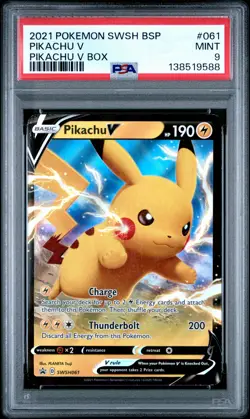 2021 POKEMON SWSH BLACK STAR PROMO PIKACHU V BOX #061 PIKACHU V PSA 9 - Image 1