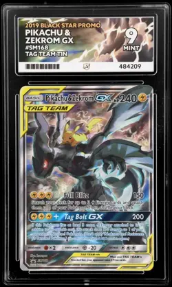 🔹ACE 9 MINT🔹Pikachu & Zekrom GX SM168 Black Star Promo🔸2019 Tag Team Pokemon - Image 1