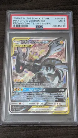 PIKACHU & ZEKROM GX 2019 Pokemon SM168 PSA 9 MINT Tag Team PROMO - Image 1