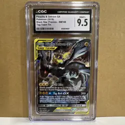 2019 Pokemon Pikachu & Zekrom GX Tag Team Black Star Promo #SM168 PSA 9 Mint + - Image 1
