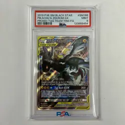 2019 Pokemon Pikachu & Zekrom GX Tag Team Tin Full Art Promo #SM168 PSA 9 Mint - Image 1