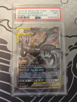 2019 Pokemon Pikachu & Zekrom GX Tag Team Black Star Promo Card #SM168 PSA 9 - Image 1