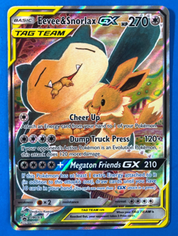 Pokemon TCG Eevee & Snorlax GX SM169 MP/HP Tag Team Promo Creases Read - Image 1
