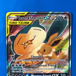 Pokemon TCG Eevee & Snorlax GX SM169 MP/HP Tag Team Promo Creases Read - Image 2