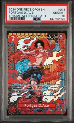 2024 ONE PIECE OP08-TWO LEGENDS SPECIAL ALTERNATE ART #013 PORTGAS D. ACE PSA 10 - Image 1