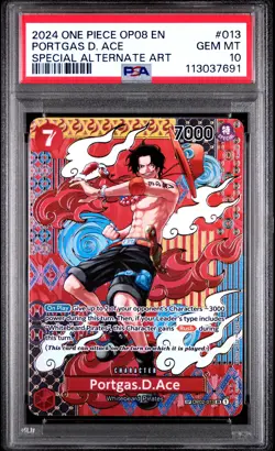 2024 ONE PIECE OP08-TWO LEGENDS SPECIAL ALTERNATE ART #013 PORTGAS D. ACE PSA 10 - Image 1