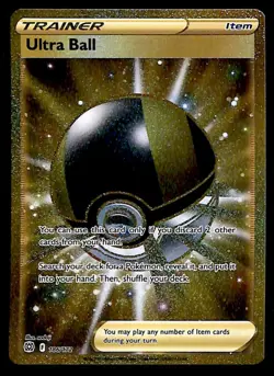 Ultra Ball Gold Card Ultra Rare Brilliant Stars 186/172, NM Pokemon Card - Image 1