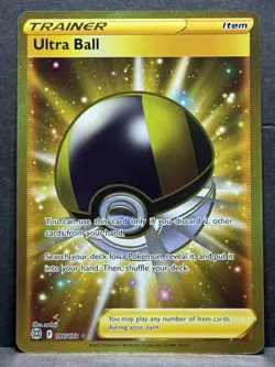 Pokemon Trainer Ultra Ball 186/172 Brilliant Stars Gold Secret Holo Rare NM - Image 1