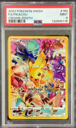 PSA 9 Pokemon Pikachu Crown Zenith Secret Rare 160/159 Alt Full Art SWSH 2023 MT - Image 1