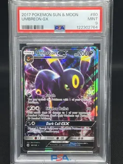 RARE 2017 Pokemon Sun & Moon FULL ART UMBREON GX HOLO 80/149! PSA 9 MINT GRADED - Image 1