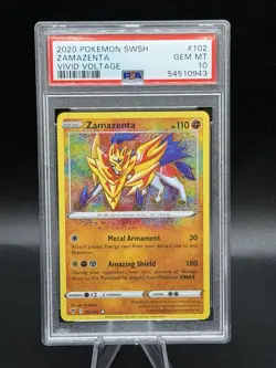 2020 POKEMON VIVID VOLTAGE AMAZING RARE ZAMAZENTA 102/185 PSA 10 - Image 1