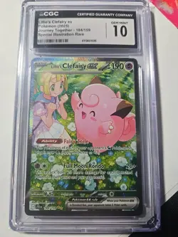 Pokemon Lillie's Clefairy ex 184/159 Sv09: Journey Together Holo Rare CGC 10 - Image 1