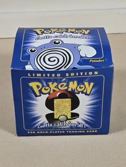 Burger King 1999 Pokemon poliwhirl 23k Gold Plated Trading Card Pokeball Sealed - Image 1