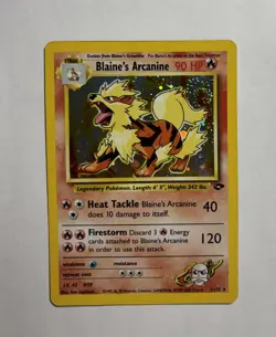 Gym Challenge Blaine’s Arcanine Holo #1/132 Rare WOTC Pokemon Card TCG NM Swirl! - Image 1