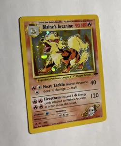 Gym Challenge Blaine’s Arcanine Holo #1/132 Rare WOTC Pokemon Card TCG NM Swirl! - Image 2