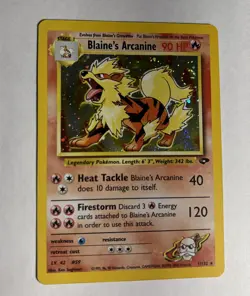 Gym Challenge Blaine’s Arcanine Holo #1/132 Rare WOTC Pokemon Card TCG NM Swirl! - Image 4