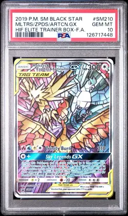PSA 10 Moltres Zapdos Articuno GX SM210 Alt Art Promo Tag Team Pokemon Card - Image 1