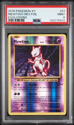 2016 Pokemon XY Evolutions #51 Mewtwo Reverse Foil PSA 9 - Image 1