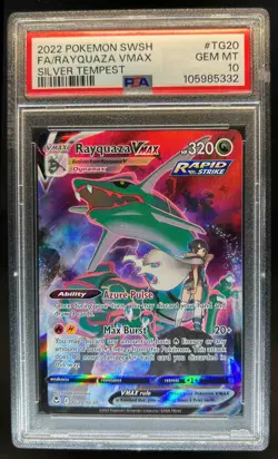 2022 Pokemon SWSH Rayquaza VMAX Trainer Gallery Full Art Holo #TG20/TG30 PSA 10 - Image 1
