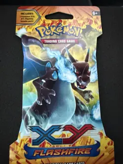 Pokemon XY Flashfire Sleeved Booster Pack Mega Charizard X Art Work Open PK - Image 1