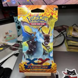 Pokemon XY Flashfire Sleeved Booster Pack Mega Charizard X Art Work - Image 1