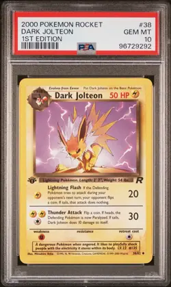 2000 POKEMON ROCKET 1ST ED #38 DARK JOLTEON PSA 10 - Image 1