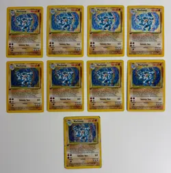 1999 WOTC POKEMON BASE SET 1ST EDITION MACHAMP 8/102 HOLO RARE LOT OF 9 CARDS HP - Image 1