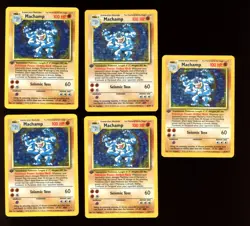 1999 WOTC POKEMON BASE SET 1ST EDITION MACHAMP 8/102 HOLO RARE LOT OF 9 CARDS HP - Image 2