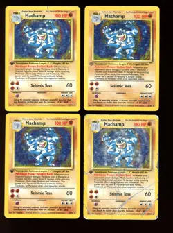 1999 WOTC POKEMON BASE SET 1ST EDITION MACHAMP 8/102 HOLO RARE LOT OF 9 CARDS HP - Image 4