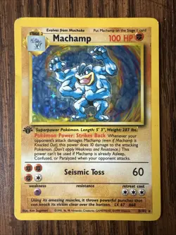 1999 Pokemon Base Set Machamp 8/102 Holo 1st Edition HP - Image 1