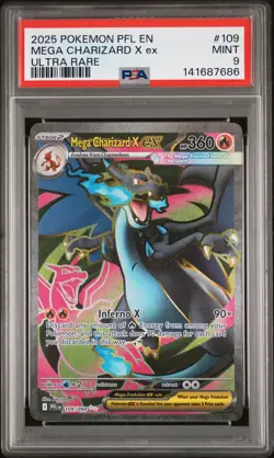 2025 POKEMON PFL EN-PHANTASMAL FLAMES ULTRA RARE #109 MEGA CHARIZARD X EX PSA 9 - Image 1