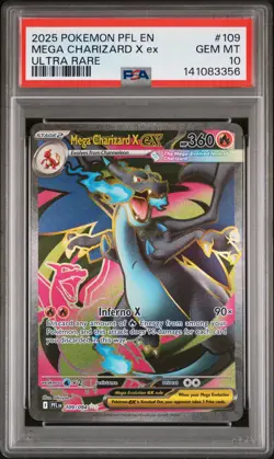 2025 POKEMON PFL EN-PHANTASMAL FLAMES ULTRA RARE #109 MEGA CHARIZARD X EX PSA 10 - Image 1