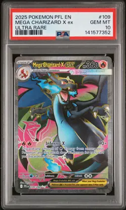 2025 POKEMON PFL EN-PHANTASMAL FLAMES ULTRA RARE #109 MEGA CHARIZARD X EX PSA 10 - Image 1