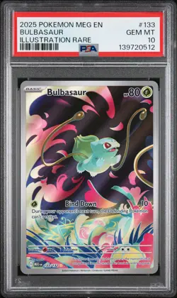 2025 POKEMON MEG EN-MEGA EVOLUTION ILLUSTRATION RARE #133 BULBASAUR PSA 10 - Image 1