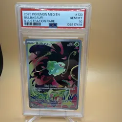 2025 POKEMON MEG EN-MEGA EVOLUTION ILLUSTRATION RARE #133 BULBASAUR PSA 10 - Image 1