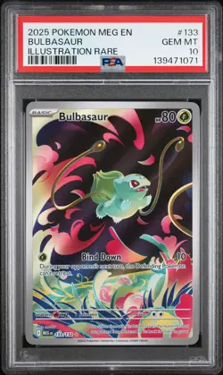 2025 POKEMON MEG EN-MEGA EVOLUTION ILLUSTRATION RARE #133 BULBASAUR PSA 10 - Image 1